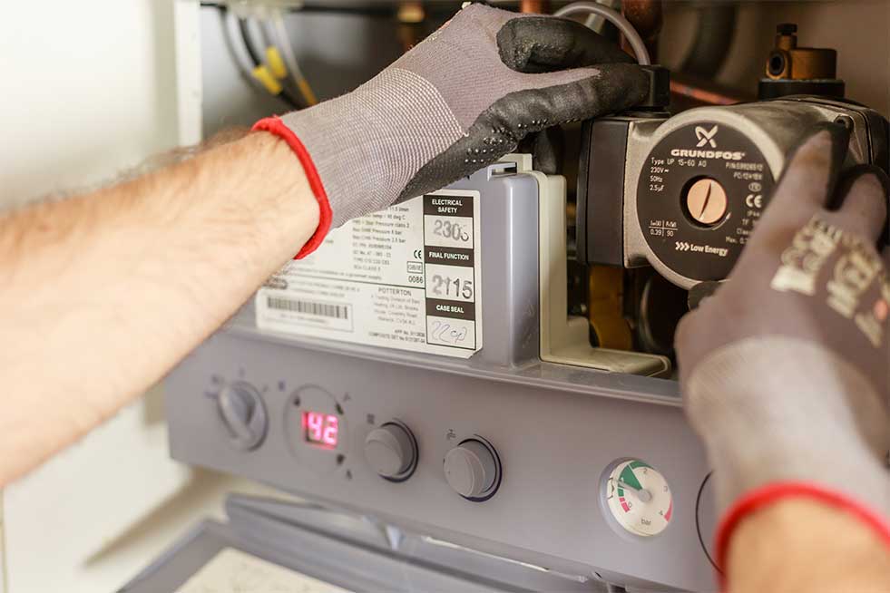 boiler being repaired