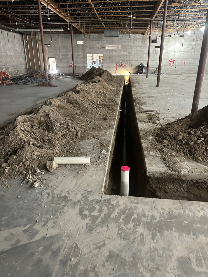 Dug up paths for piping