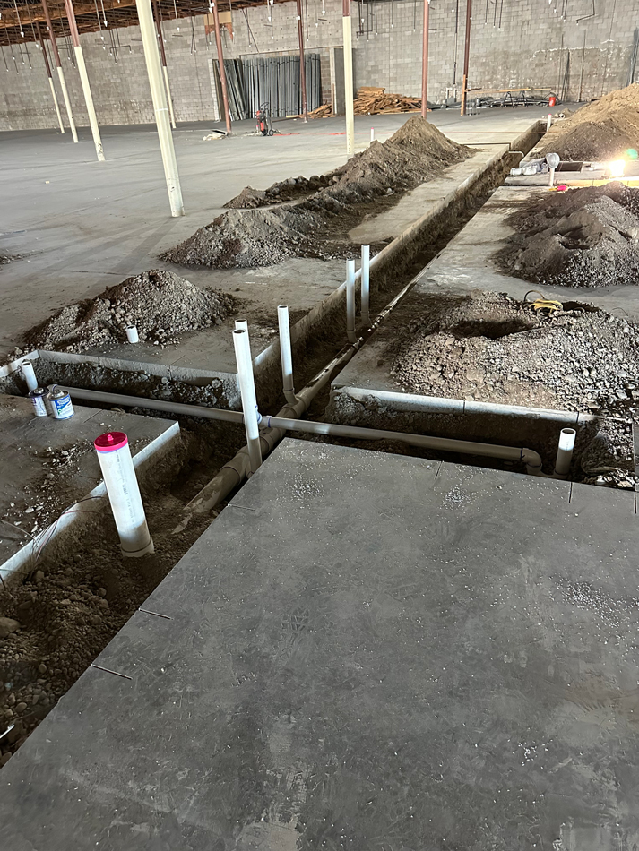B&G with concrete poured out ready for piping.
